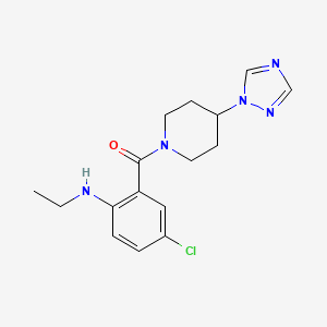 molecular formula C16H20ClN5O B7634635 [5-Chloro-2-(ethylamino)phenyl]-[4-(1,2,4-triazol-1-yl)piperidin-1-yl]methanone 