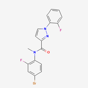 molecular formula C17H12BrF2N3O B7634690 N-(4-bromo-2-fluorophenyl)-1-(2-fluorophenyl)-N-methylpyrazole-3-carboxamide 