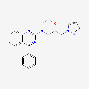 molecular formula C22H21N5O B7634711 4-(4-Phenylquinazolin-2-yl)-2-(pyrazol-1-ylmethyl)morpholine 