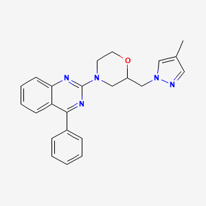 molecular formula C23H23N5O B7634719 2-[(4-Methylpyrazol-1-yl)methyl]-4-(4-phenylquinazolin-2-yl)morpholine 