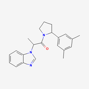 molecular formula C22H25N3O B7634754 2-(Benzimidazol-1-yl)-1-[2-(3,5-dimethylphenyl)pyrrolidin-1-yl]propan-1-one 