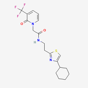 molecular formula C19H22F3N3O2S B7634776 N-[2-(4-cyclohexyl-1,3-thiazol-2-yl)ethyl]-2-[2-oxo-3-(trifluoromethyl)pyridin-1-yl]acetamide 