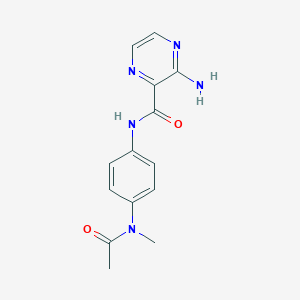 molecular formula C14H15N5O2 B7634789 N-[4-[acetyl(methyl)amino]phenyl]-3-aminopyrazine-2-carboxamide 