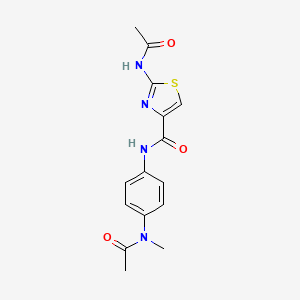 molecular formula C15H16N4O3S B7634790 2-acetamido-N-[4-[acetyl(methyl)amino]phenyl]-1,3-thiazole-4-carboxamide 