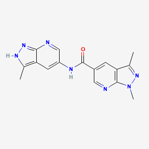 molecular formula C16H15N7O B7634795 1,3-dimethyl-N-(3-methyl-2H-pyrazolo[3,4-b]pyridin-5-yl)pyrazolo[3,4-b]pyridine-5-carboxamide 