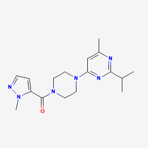 molecular formula C17H24N6O B7634816 [4-(6-Methyl-2-propan-2-ylpyrimidin-4-yl)piperazin-1-yl]-(2-methylpyrazol-3-yl)methanone 