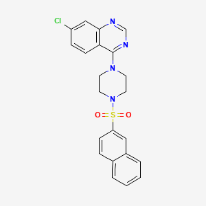 molecular formula C22H19ClN4O2S B7634819 7-Chloro-4-(4-naphthalen-2-ylsulfonylpiperazin-1-yl)quinazoline 