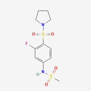 molecular formula C11H15FN2O4S2 B7634834 N-(3-fluoro-4-pyrrolidin-1-ylsulfonylphenyl)methanesulfonamide 