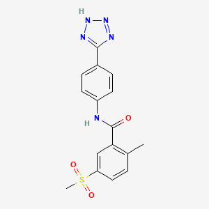 molecular formula C16H15N5O3S B7634848 2-methyl-5-methylsulfonyl-N-[4-(2H-tetrazol-5-yl)phenyl]benzamide 