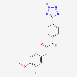 molecular formula C16H14FN5O2 B7634852 2-(3-fluoro-4-methoxyphenyl)-N-[4-(2H-tetrazol-5-yl)phenyl]acetamide 