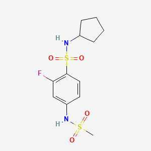 molecular formula C12H17FN2O4S2 B7634866 N-cyclopentyl-2-fluoro-4-(methanesulfonamido)benzenesulfonamide 