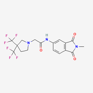 molecular formula C17H15F6N3O3 B7634877 2-[3,3-bis(trifluoromethyl)pyrrolidin-1-yl]-N-(2-methyl-1,3-dioxoisoindol-5-yl)acetamide 