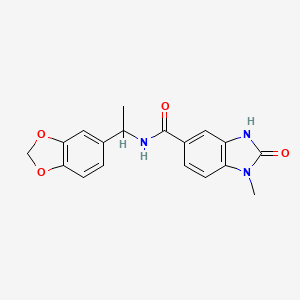 molecular formula C18H17N3O4 B7634899 N-[1-(1,3-benzodioxol-5-yl)ethyl]-1-methyl-2-oxo-3H-benzimidazole-5-carboxamide 