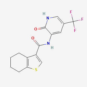 molecular formula C15H13F3N2O2S B7634900 N-[2-oxo-5-(trifluoromethyl)-1H-pyridin-3-yl]-4,5,6,7-tetrahydro-1-benzothiophene-3-carboxamide 