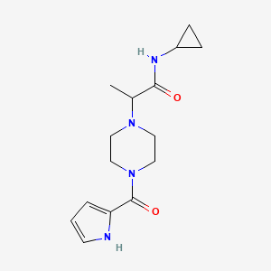 molecular formula C15H22N4O2 B7634911 N-cyclopropyl-2-[4-(1H-pyrrole-2-carbonyl)piperazin-1-yl]propanamide 