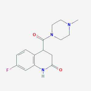 molecular formula C15H18FN3O2 B7634912 7-fluoro-4-(4-methylpiperazine-1-carbonyl)-3,4-dihydro-1H-quinolin-2-one 
