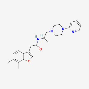 molecular formula C24H30N4O2 B7634920 2-(6,7-dimethyl-1-benzofuran-3-yl)-N-[1-(4-pyridin-2-ylpiperazin-1-yl)propan-2-yl]acetamide 