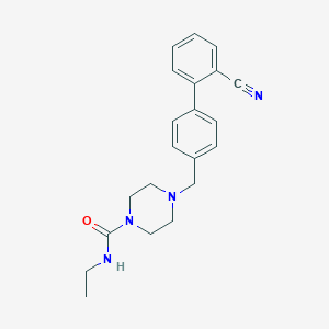 molecular formula C21H24N4O B7634928 4-[[4-(2-cyanophenyl)phenyl]methyl]-N-ethylpiperazine-1-carboxamide 