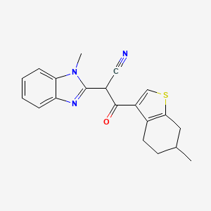 molecular formula C20H19N3OS B7634953 2-(1-Methylbenzimidazol-2-yl)-3-(6-methyl-4,5,6,7-tetrahydro-1-benzothiophen-3-yl)-3-oxopropanenitrile 