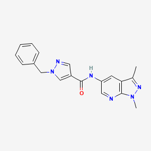 molecular formula C19H18N6O B7634955 1-benzyl-N-(1,3-dimethylpyrazolo[3,4-b]pyridin-5-yl)pyrazole-4-carboxamide 