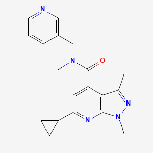 molecular formula C19H21N5O B7634968 6-cyclopropyl-N,1,3-trimethyl-N-(pyridin-3-ylmethyl)pyrazolo[3,4-b]pyridine-4-carboxamide 
