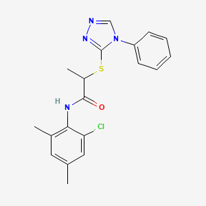 molecular formula C19H19ClN4OS B7635003 N-(2-chloro-4,6-dimethylphenyl)-2-[(4-phenyl-1,2,4-triazol-3-yl)sulfanyl]propanamide 