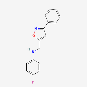 molecular formula C16H13FN2O B7635033 4-fluoro-N-[(3-phenyl-1,2-oxazol-5-yl)methyl]aniline 