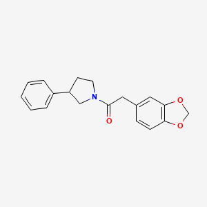molecular formula C19H19NO3 B7635052 2-(1,3-Benzodioxol-5-yl)-1-(3-phenylpyrrolidin-1-yl)ethanone 