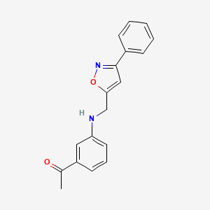 molecular formula C18H16N2O2 B7635066 1-[3-[(3-Phenyl-1,2-oxazol-5-yl)methylamino]phenyl]ethanone 