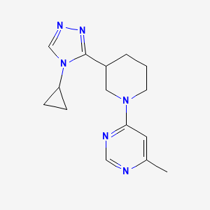 molecular formula C15H20N6 B7635067 4-[3-(4-Cyclopropyl-1,2,4-triazol-3-yl)piperidin-1-yl]-6-methylpyrimidine 