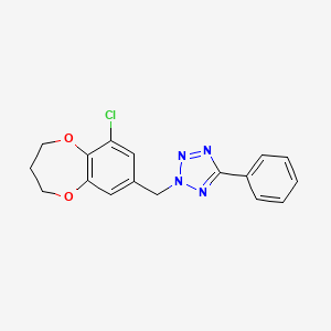 molecular formula C17H15ClN4O2 B7635078 2-[(6-chloro-3,4-dihydro-2H-1,5-benzodioxepin-8-yl)methyl]-5-phenyltetrazole 