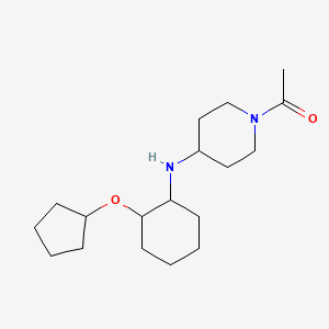 molecular formula C18H32N2O2 B7635098 1-[4-[(2-Cyclopentyloxycyclohexyl)amino]piperidin-1-yl]ethanone 