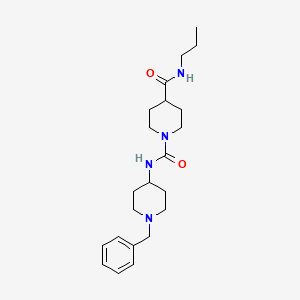 molecular formula C22H34N4O2 B7635110 1-N-(1-benzylpiperidin-4-yl)-4-N-propylpiperidine-1,4-dicarboxamide 
