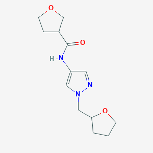 molecular formula C13H19N3O3 B7635136 N-[1-(oxolan-2-ylmethyl)pyrazol-4-yl]oxolane-3-carboxamide 