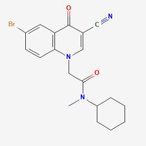 molecular formula C19H20BrN3O2 B7635137 2-(6-bromo-3-cyano-4-oxoquinolin-1-yl)-N-cyclohexyl-N-methylacetamide 
