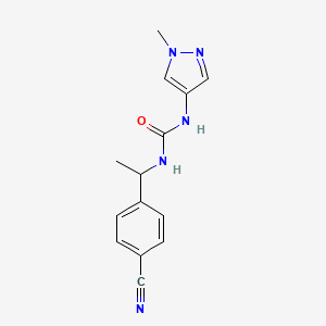 molecular formula C14H15N5O B7635162 1-[1-(4-Cyanophenyl)ethyl]-3-(1-methylpyrazol-4-yl)urea 