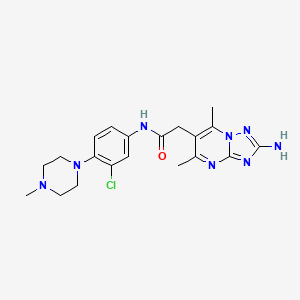 molecular formula C20H25ClN8O B7635180 2-(2-amino-5,7-dimethyl-[1,2,4]triazolo[1,5-a]pyrimidin-6-yl)-N-[3-chloro-4-(4-methylpiperazin-1-yl)phenyl]acetamide 