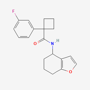 molecular formula C19H20FNO2 B7635200 1-(3-fluorophenyl)-N-(4,5,6,7-tetrahydro-1-benzofuran-4-yl)cyclobutane-1-carboxamide 