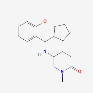 molecular formula C19H28N2O2 B7635217 5-[[Cyclopentyl-(2-methoxyphenyl)methyl]amino]-1-methylpiperidin-2-one 