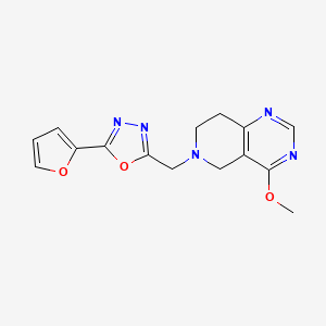 molecular formula C15H15N5O3 B7635234 2-(furan-2-yl)-5-[(4-methoxy-7,8-dihydro-5H-pyrido[4,3-d]pyrimidin-6-yl)methyl]-1,3,4-oxadiazole 