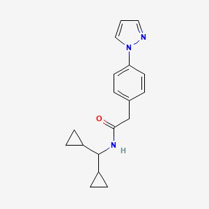 molecular formula C18H21N3O B7635235 N-(dicyclopropylmethyl)-2-(4-pyrazol-1-ylphenyl)acetamide 