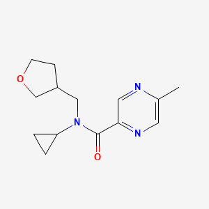 molecular formula C14H19N3O2 B7635238 N-cyclopropyl-5-methyl-N-(oxolan-3-ylmethyl)pyrazine-2-carboxamide 