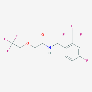 molecular formula C12H10F7NO2 B7635252 N-[[4-fluoro-2-(trifluoromethyl)phenyl]methyl]-2-(2,2,2-trifluoroethoxy)acetamide 