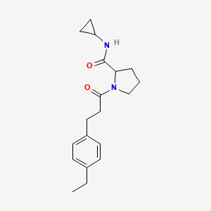 molecular formula C19H26N2O2 B7635279 N-cyclopropyl-1-[3-(4-ethylphenyl)propanoyl]pyrrolidine-2-carboxamide 