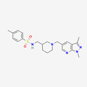 molecular formula C22H29N5O2S B7635289 N-[[1-[(1,3-dimethylpyrazolo[3,4-b]pyridin-5-yl)methyl]piperidin-3-yl]methyl]-4-methylbenzenesulfonamide 