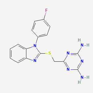 molecular formula C17H14FN7S B7635302 6-[[1-(4-Fluorophenyl)benzimidazol-2-yl]sulfanylmethyl]-1,3,5-triazine-2,4-diamine 