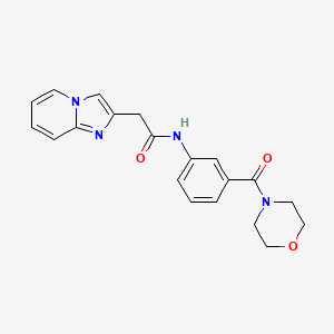 molecular formula C20H20N4O3 B7635303 2-imidazo[1,2-a]pyridin-2-yl-N-[3-(morpholine-4-carbonyl)phenyl]acetamide 