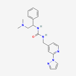 molecular formula C20H24N6O B7635312 1-[2-(Dimethylamino)-1-phenylethyl]-3-[(2-pyrazol-1-ylpyridin-4-yl)methyl]urea 