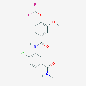 molecular formula C17H15ClF2N2O4 B7635319 N-[2-chloro-5-(methylcarbamoyl)phenyl]-4-(difluoromethoxy)-3-methoxybenzamide 