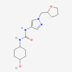 molecular formula C15H24N4O3 B7635334 1-(4-Hydroxycyclohexyl)-3-[1-(oxolan-2-ylmethyl)pyrazol-4-yl]urea 